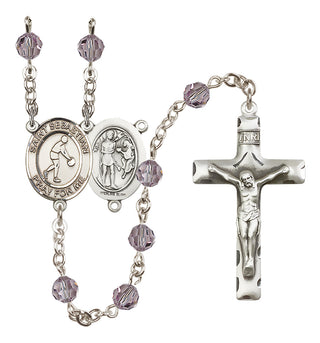 Sterling Silver 6mm Saint Sebastian/Basketball Rosary