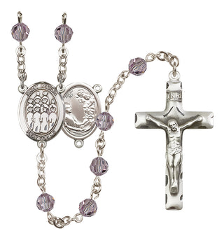 Sterling Silver 6mm Austrian Crystal Saint Cecilia / Choir Rosary in Light Amethyst