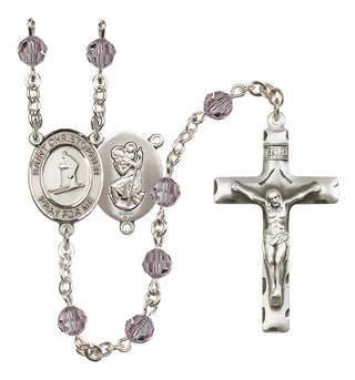 Sterling Silver 6mm Saint Christopher / Skiing Rosary