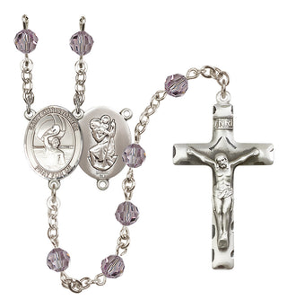 Sterling Silver 6mm Saint Christopher/Water Polo Men Rosary