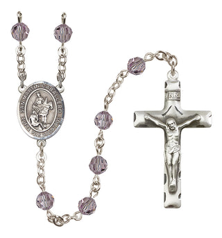 Sterling Silver 6mm Austrian Crystal San Martin Caballero Rosary in Light Amethyst