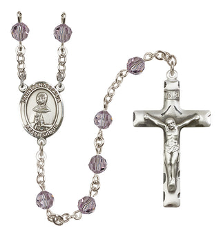 Sterling Silver 6mm Austrian Crystal Saint Anastasia Rosary in Light Amethyst