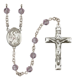 Sterling Silver 6mm Austrian Crystal Saint Alphonsus Rosary in Light Amethyst