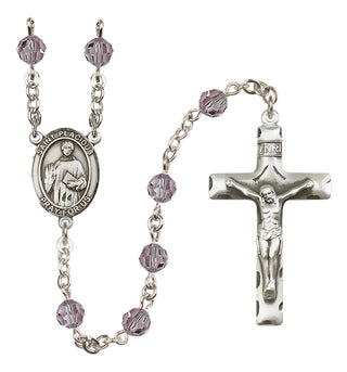 Sterling Silver 6mm Austrian Crystal Saint Placidus Rosary in Light Amethyst