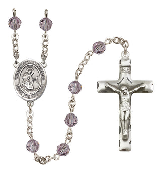 Sterling Silver 6mm Austrian Crystal Virgen de la Merced Rosary in Light Amethyst