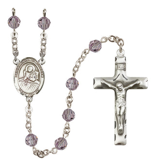 Sterling Silver 6mm Austrian Crystal Saint Lidwina of Schiedam Rosary in Light Amethyst