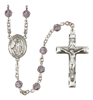 Sterling Silver 6mm Austrian Crystal Saint Anthony of Egypt Rosary in Light Amethyst