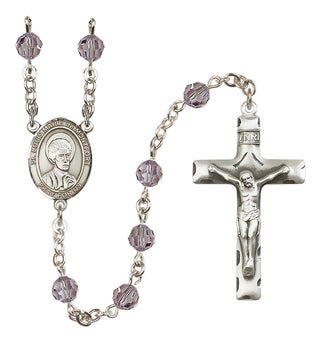 Sterling Silver 6mm Austrian Crystal Saint Louis Marie de Montfort Rosary in Light Amethyst