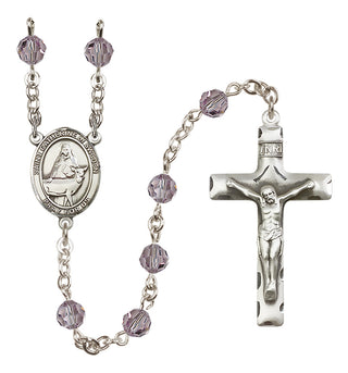 Sterling Silver 6mm Austrian Crystal Saint Catherine of Sweden Rosary in Light Amethyst