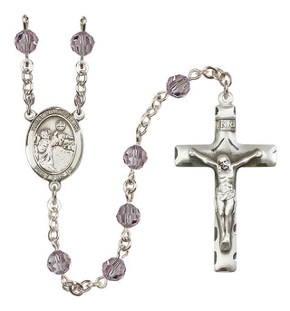 Sterling Silver 6mm Austrian Crystal Saint Nimatullah Rosary in Light Amethyst