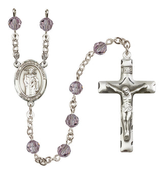 Sterling Silver 6mm Austrian Crystal Saint Thomas A Becket Rosary in Light Amethyst