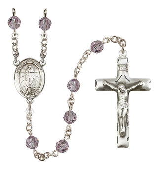 Sterling Silver 6mm Austrian Crystal Our Lady of Tears Rosary in Light Amethyst