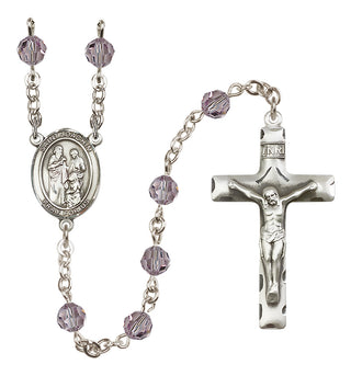 Sterling Silver 6mm Austrian Crystal Saint Joachim Rosary in Light Amethyst
