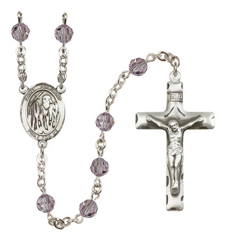 Sterling Silver 6mm Austrian Crystal Saint Polycarp of Smyrna Rosary in Light Amethyst