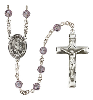 Sterling Silver 6mm Austrian Crystal Saint Juliana of Cumae Rosary in Light Amethyst