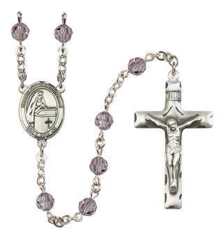 Sterling Silver 6mm Austrian Crystal Blessed Emilee Doultremont Rosary in Light Amethyst
