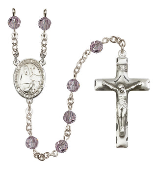 Sterling Silver 6mm Austrian Crystal Saint Jeanne Chezard de Matel Rosary in Light Amethyst