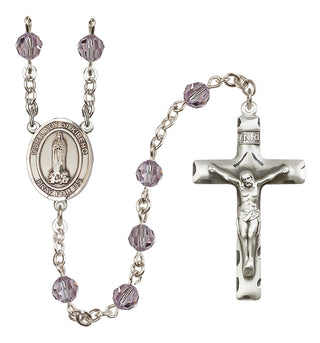 Sterling Silver 6mm Austrian Crystal Our Lady of Kibeho Rosary in Light Amethyst