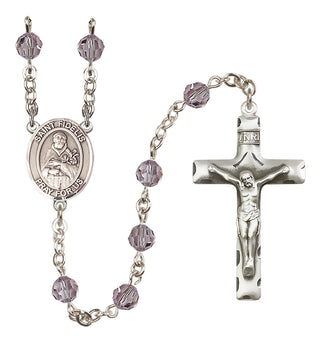 Sterling Silver 6mm Austrian Crystal Saint Fidelis Rosary in Light Amethyst