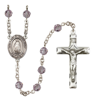 Sterling Silver 6mm Austrian Crystal Our Lady of Good Help Rosary in Light Amethyst
