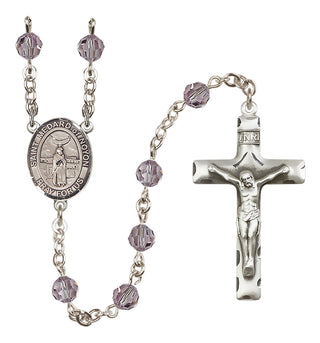 Sterling Silver 6mm Austrian Crystal Saint Medard of Noyon Rosary in Light Amethyst