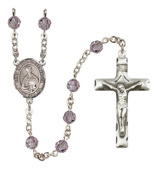 Sterling Silver 6mm Austrian Crystal Saint Edmund of East Anglia Rosary in Light Amethyst