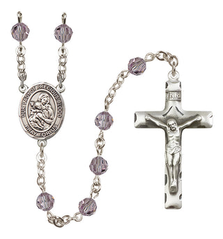 Sterling Silver 6mm Austrian Crystal Our Lady of the Precious Blood Rosary in Light Amethyst
