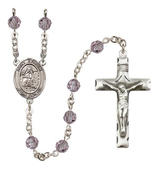Sterling Silver 6mm Austrian Crystal Saint Ephrem Rosary in Light Amethyst