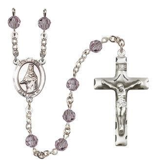 Sterling Silver 6mm Austrian Crystal Saint Emma Uffing Rosary in Light Amethyst
