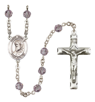 Sterling Silver 6mm Austrian Crystal Pope Pius V Rosary in Light Amethyst
