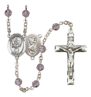 Sterling Silver 6mm Saint Christopher/Baseball Rosary