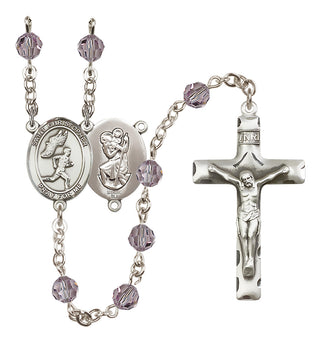 Sterling Silver 6mm Saint Christopher/Track&Field-Men Rosary