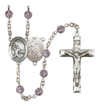 Sterling Silver 6mm Guardian Angel/Football Rosary