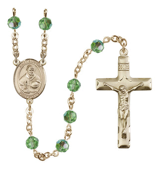 14 Karat Gold-Filled 6mm Austrian Crystal Saint Albert the Great Rosary in Peridot
