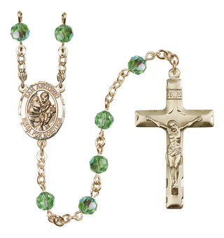14 Karat Gold-Filled 6mm Austrian Crystal San Antonio Rosary in Peridot