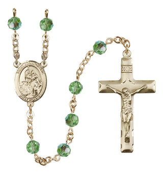 14 Karat Gold-Filled 6mm Austrian Crystal Saint Joan of Arc Rosary in Peridot