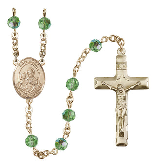 14 Karat Gold-Filled 6mm Austrian Crystal San Jose Rosary in Peridot