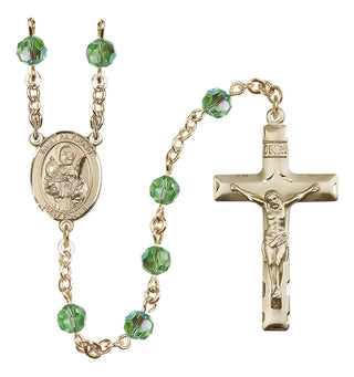 14 Karat Gold-Filled 6mm Austrian Crystal Saint Raymond Nonnatus Rosary in Peridot