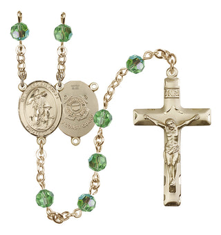 14 Karat Gold-Filled 6mm Austrian Crystal Guardian Angel/Coast Guard Rosary in Peridot