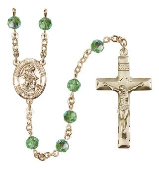 14 Karat Gold-Filled 6mm Austrian Crystal Angel de la Guardia Rosary in Peridot
