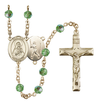 14 Karat Gold-Filled 6mm Austrian Crystal Saint Rita / Baseball Rosary in Peridot