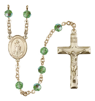 14 Karat Gold-Filled 6mm Austrian Crystal Saint Barnabas Rosary in Peridot
