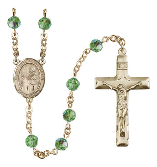 14 Karat Gold-Filled 6mm Austrian Crystal Saint John of the Cross Rosary in Peridot