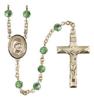 14 Karat Gold-Filled 6mm Austrian Crystal Saint Teresa of Calcutta Rosary in Peridot
