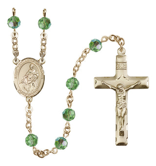 14 Karat Gold-Filled 6mm Austrian Crystal Saint Thomas of Villanova Rosary in Peridot