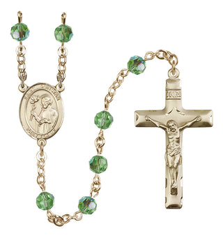 14 Karat Gold-Filled 6mm Austrian Crystal Saint Dunstan Rosary in Peridot