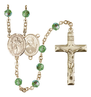 14 Karat Gold-Filled 6mm Austrian Crystal Divine Mercy Rosary in Peridot