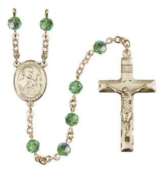 14 Karat Gold-Filled 6mm Austrian Crystal Saint Kieran Rosary in Peridot