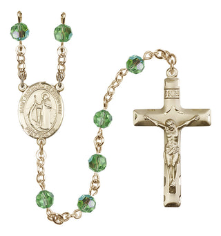 14 Karat Gold-Filled 6mm Austrian Crystal Saint Raymond of Penafort Rosary in Peridot