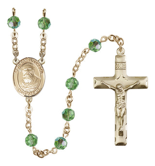 14 Karat Gold-Filled 6mm Austrian Crystal Saint Daniel Comboni Rosary in Peridot